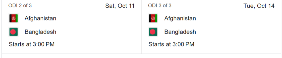 Afghanistan vs Bangladesh